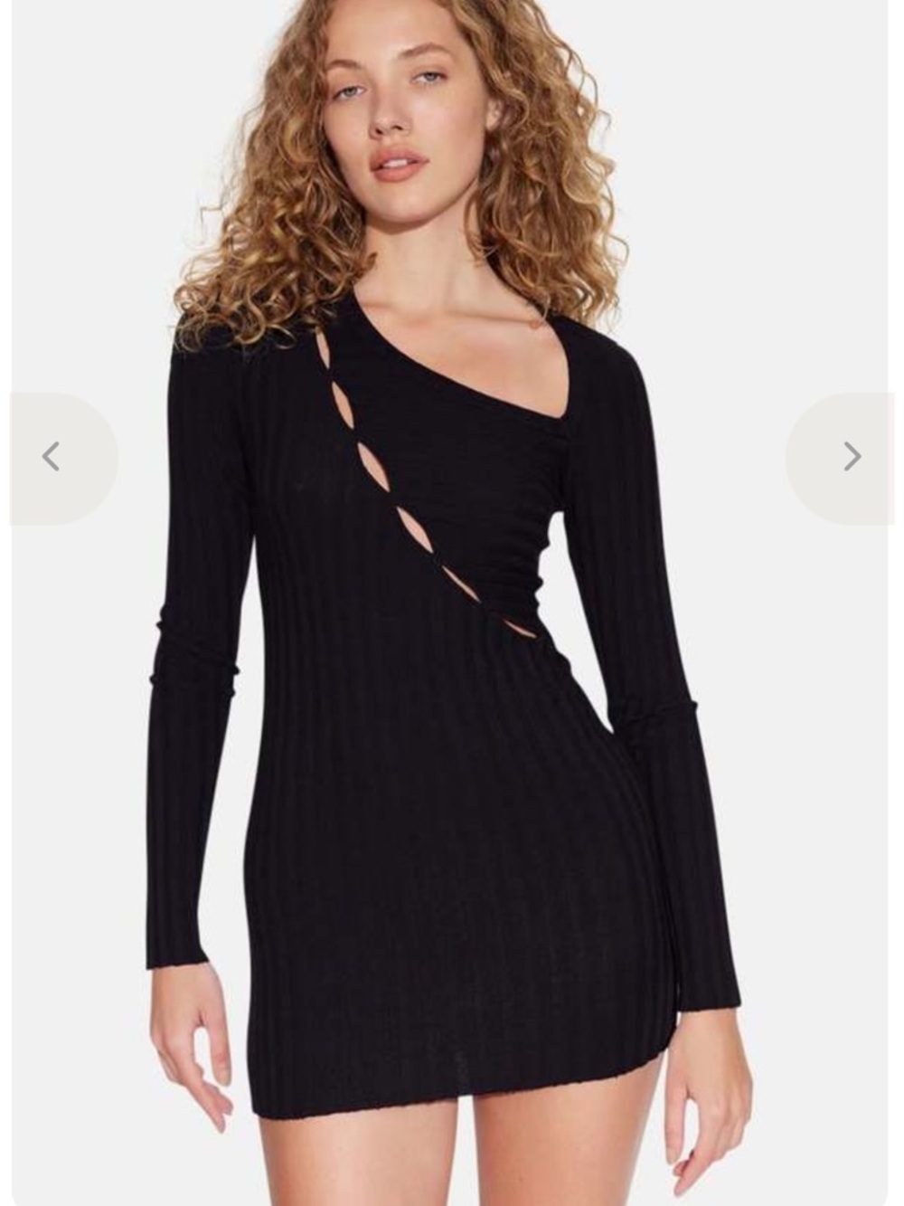 Cotton Citizen capri cut out dress Black Ribbed Long-Sleeve mini $285 M